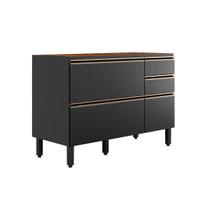 Balcão de Cozinha p/ Pia Proença c/ 1 Porta e 4 Gavetas s/ Tampo 120cm Nogueira/Carbono Prime TX - Demóbile