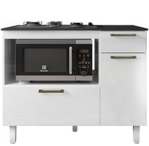 Balcão de Cozinha para Cooktop 5 bocas Forno e Micro-ondas Zanzini Master com 2 portas 1 gaveta Branco Lacca