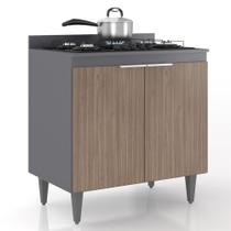 Balcão de Cozinha Para Cooktop 80cm Pérola Z34 Grafite/Freijó - Mpozenato Balcão de Cozinha Para Cooktop 80cm Pérola Z34 Grafite/Freijó - Mpozenato