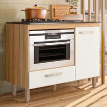 Balcão de Cozinha para Cooktop Fit 1 Porta 1 Gaveta Freijó/Off White - Nicioli Balcão de Cozinha para Cooktop Fit 1 Porta 1 Gaveta Freijó/Off White - Nicioli