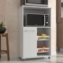Balcão de Cozinha para Forno e Fruteira com 2 Cestos Branco