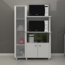 Balcão de Cozinha para Forno e Micro-Ondas com 3 Portas 1 Porta de Vidro MDP Branco Tecnomobili