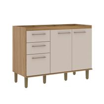 Balcão de Cozinha para Pia 120 Cm 2 Portas 3 Gavetas Ipê/Cristalo - Decibal