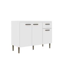 Balcão de Cozinha para Pia 120 Cm 3 Portas 1 Gaveta Branco - Decibal