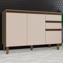Balcão de Cozinha para pia 120 cm Connect 3 Portas 2 Gavetas 100% Mdf Duna/Cristal - Henn
