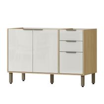 Balcão de Cozinha para Pia 120 Cm Glória 3 Portas 2 Gavetas Castanho/Off White - Mx Móveis Balcão de Cozinha para Pia 120 Cm Glória 3 Portas 2 Gavetas Castanho/Off White - Mx Móveis
