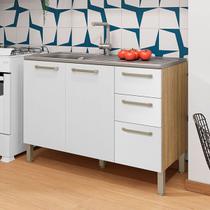 Balcão de Cozinha para Pia 120 Cm Mad Boreal 3 Portas 2 Gavetas Freijó/Supremo - Pnr Móveis