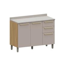 Balcão de Cozinha para Pia 120cm 2 Portas e 3 Gavetas Com Tampo Elegance Luciane Móveis