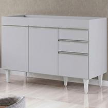 Balcão de Cozinha Para Pia 120cm 3 Portas Sem Tampo Michigan Cinza Claro - Lumil