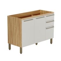 Balcão de Cozinha para Pia 120cm com 3 Portas 2 Gavetas sem Tampo 100% MDF Itália Espresso Móveis Bege/Amêndoa/Off White