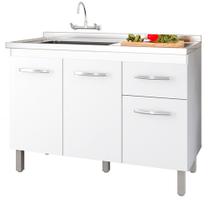 Balcao de Cozinha Para Pia 120cm Lima Branco MB1 - EHD Balcao de Cozinha Para Pia 120cm Lima Branco MB1 - EHD