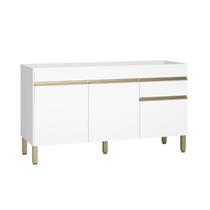 Balcão de Cozinha para Pia 150 Cm Silver 3 Portas 1 Gaveta Supremo - Pnr Móveis