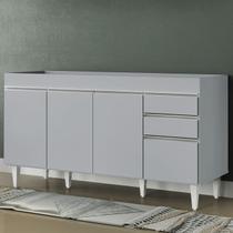 Balcão de Cozinha Para Pia 150cm 4 Portas Sem Tampo Marrocos Cinza Claro - Lumil Balcão de Cozinha Para Pia 150cm 4 Portas Sem Tampo Marrocos Cinza Claro - Lumil