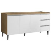 Balcão de Cozinha Para Pia 160cm Andréia Amêndoa/Branco - AJL Móveis