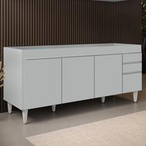 Balcão de Cozinha Para Pia 180cm 4 Portas Sem Tampo Dallas Cinza Claro - Lumil Balcão de Cozinha Para Pia 180cm 4 Portas Sem Tampo Dallas Cinza Claro - Lumil