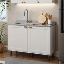 Balcão de Cozinha para Pia 2 Portas Branco Fosco 1502 - Genialflex Balcão de Cozinha para Pia 2 Portas Branco Fosco 1502 - Genialflex