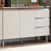 Balcão de Cozinha para Pia Athena 2 Portas 3 Gavetas Itauba/Off White - Irm Móveis Balcão de Cozinha para Pia Athena 2 Portas 3 Gavetas Itauba/Off White - Irm Móveis