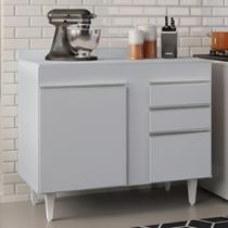 Balcão de Cozinha para Pia com Tampo 100cm Luziania Cinza Claro - Lumil Balcão de Cozinha para Pia com Tampo 100cm Luziania Cinza Claro - Lumil