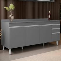 Balcão de Cozinha para Pia com Tampo 180cm Dallas Cinza - Lumil Balcão de Cozinha para Pia com Tampo 180cm Dallas Cinza - Lumil