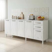 Balcão de Cozinha para Pia em Aço 5 Portas 2 Gavetas sem Tampo 200cm Star New Branco Balcão de Cozinha para Pia em Aço 5 Portas 2 Gavetas sem Tampo 200cm Star New Branco