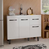 Balcão de Cozinha para Pia Letícia 3 Portas 1 Gaveta Branco - Panorama Móveis Balcão de Cozinha para Pia Letícia 3 Portas 1 Gaveta Branco - Panorama Móveis