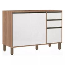 Balcão de Cozinha Para Pia Sem Tampo 120 cm 2 Portas de abrir 3 Gavetas Mel Luciane Móveis Balcão de Cozinha Para Pia Sem Tampo 120 cm 2 Portas de abrir 3 Gavetas Mel Luciane Móveis