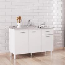 Balcão de Cozinha para Pia Sem Tampo 3 Portas 1 Gaveta 120cm Chic