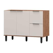 Balcão de Cozinha para Pia Toscana 2 Portas 2 Gavetas 100% Mdf Freijó/Off White Bto03 - Mx Móveis