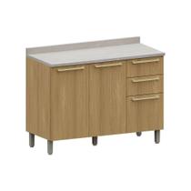 Balcão De Cozinha Pia 120cm 2 Pts E 3 Gav C/ Tampo Elegance Freijó/freijó Br/quartzo Bege Balcão De Cozinha Pia 120cm 2 Pts E 3 Gav C/ Tampo Elegance Freijó/freijó Br/quartzo Bege
