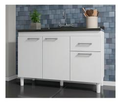 Balcão de Cozinha Pia de 120cm Sem Tampo Suiça POP SHARK MOVEIS 3 Portas 1 Gaveta Branco Balcão de Cozinha Pia de 120cm Sem Tampo Suiça POP SHARK MOVEIS 3 Portas 1 Gaveta Branco
