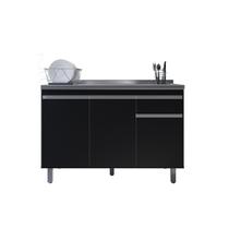 Balcão de Cozinha Pop 120cm Preto S/Tampo - Nathan