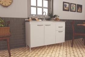 Balcão de cozinha predilleta adrieli para pia de 120 cm 3 portas e 1 gaveta branco Balcão de cozinha predilleta adrieli para pia de 120 cm 3 portas e 1 gaveta branco