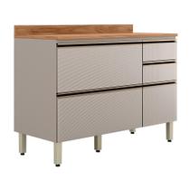 Balcão de Cozinha Proença D9140BT 120 cm 1 Porta Basculante e 4 Gavetas com Tampo Nogueira Nude Prime TX - Demartêz