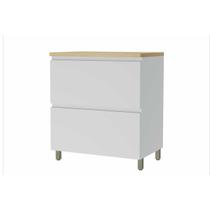 Balcão de Cozinha Rainha 1 Porta e 1 Gaveta c/ Tampo 80cm Branca/Nature - Nesher Balcão de Cozinha Rainha 1 Porta e 1 Gaveta c/ Tampo 80cm Branca/Nature - Nesher
