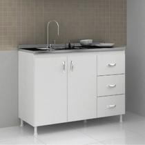 Balcão de Cozinha sem Pia e Tampo 2 Portas 3 Gavetas Carolina Balcão de Cozinha sem Pia e Tampo 2 Portas 3 Gavetas Carolina