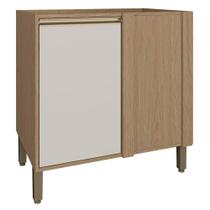 Balcão de Cozinha sem Tampo 1 Porta para Canto de Parede 80x58,5 cm Vitória Móveis Rimo Carvalho/Off White - 100% MDF