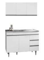 Balcão de Cozinha Sem Tampo 120mt e Armário Aéreo Andréia Branco AJL Balcão de Cozinha Sem Tampo 120mt e Armário Aéreo Andréia Branco AJL
