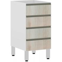 Balcão de Cozinha sem Tampo 40cm 4 Gavetas Pérola Luciane Móveis