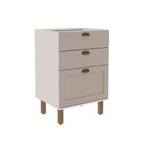 Balcão de Cozinha sem Tampo Iluminata 3 GV Branco e Fendi 60 cm