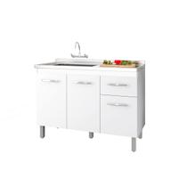 Balcão De Cozinha Sem Tampo Para Pia De 120 Cm Branco - Moblis Balcão De Cozinha Sem Tampo Para Pia De 120 Cm Branco - Moblis