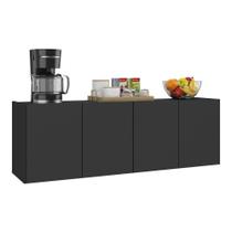 Balcão De Cozinha Suspenso 4 Portas Multimóveis Mp2167 Preto Preto Balcão De Cozinha Suspenso 4 Portas Multimóveis Mp2167 Preto Preto