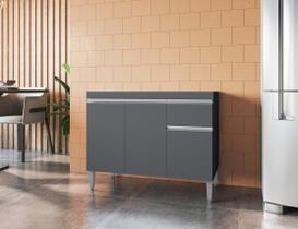 Balcão de Cozinha Tatiane 100cm Cinza S/Tampo - AJL Móveis