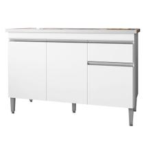 Balcão de Cozinha Tatiane 120 cm Branco 1999 Com Tampo MDP AJL Móveis