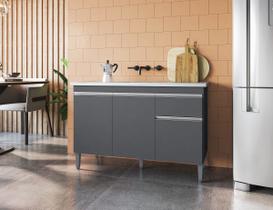 Balcão de Cozinha Tatiane 120cm Cinza S/Tampo - AJL Móveis