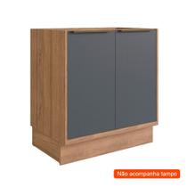 Balcão de Cozinha Ten 2 Portas Freijó e Grafito 80 cm Balcão de Cozinha Ten 2 Portas Freijó e Grafito 80 cm