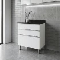 Balcão De Cozinha Top Class 2 Gavetas 1 Gavetão Com Tampo Preto