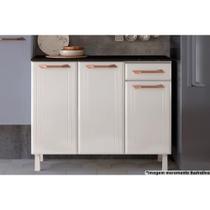 Balcão de Cozinha Topázio 3 Portas e 3 Gavetas 105cm Branco - Telasul