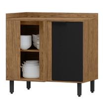 Balcão de Cozinha Toscana 100% Mdf 1 Porta Freijó/Nero - Mx Móveis Balcão de Cozinha Toscana 100% Mdf 1 Porta Freijó/Nero - Mx Móveis