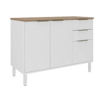 Balcão de Cozinha Triplo com Tampo Renova 3 Pt 2 Gvt 120cm Branco Balcão de Cozinha Triplo com Tampo Renova 3 Pt 2 Gvt 120cm Branco
