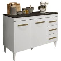 Balcão de Cozinha Virtus 2 Portas 3 Gavetas Branco Kaiki Móveis Balcão de Cozinha Virtus 2 Portas 3 Gavetas Branco Kaiki Móveis